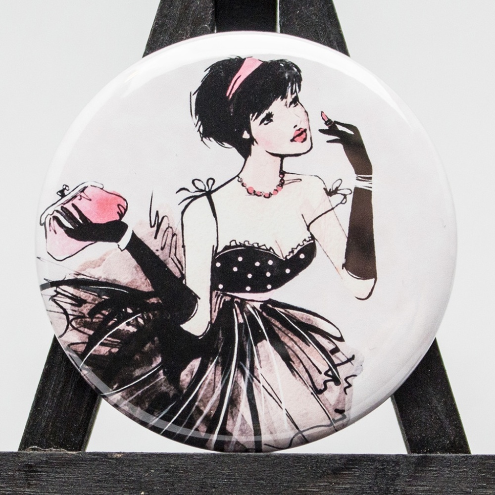 Set of 4 Paris Fashion Girl Pocket Mirrors